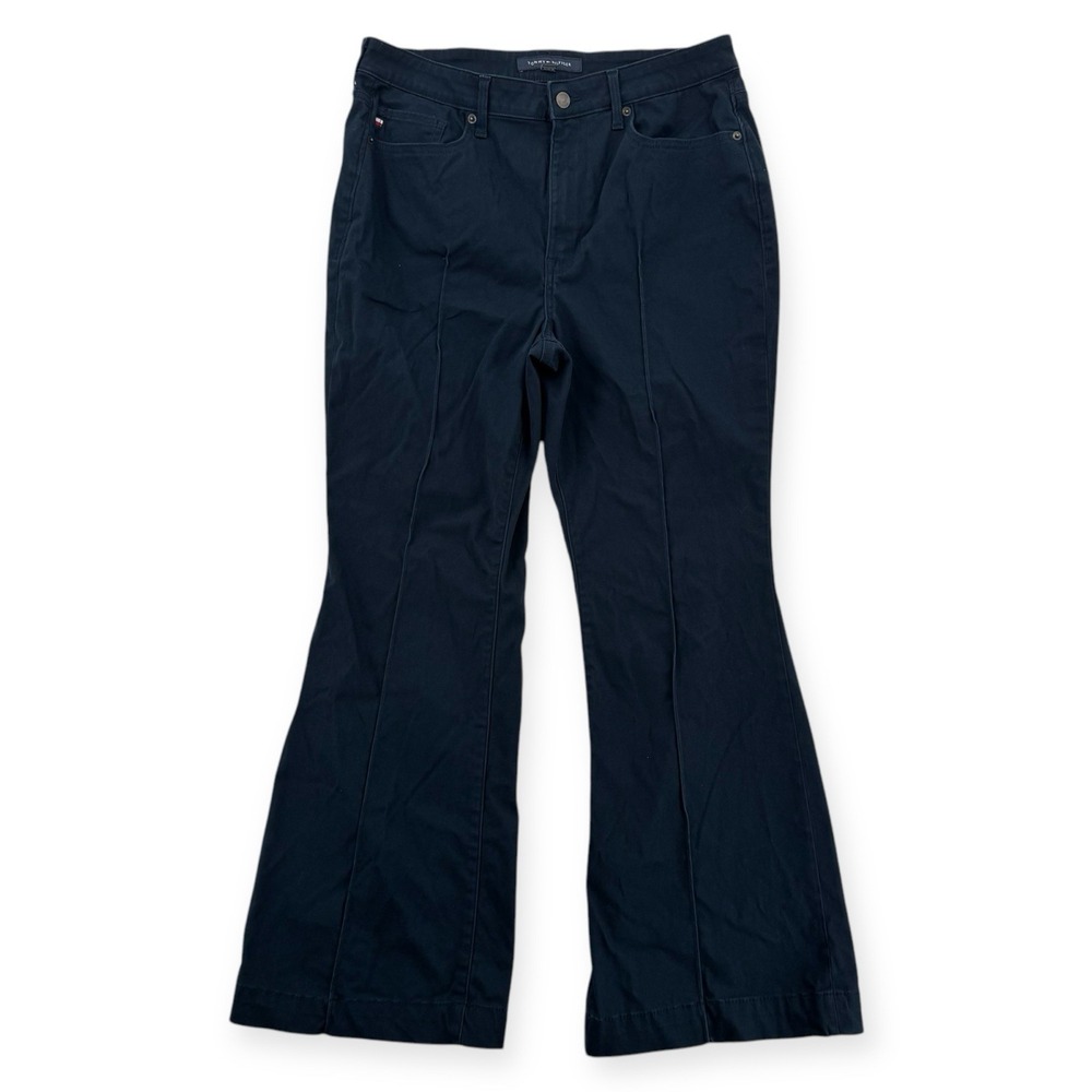 Tommy Hilfiger Lafayette Pants Womens 14 Navy‎ High Rise Flare Cotton Stretch